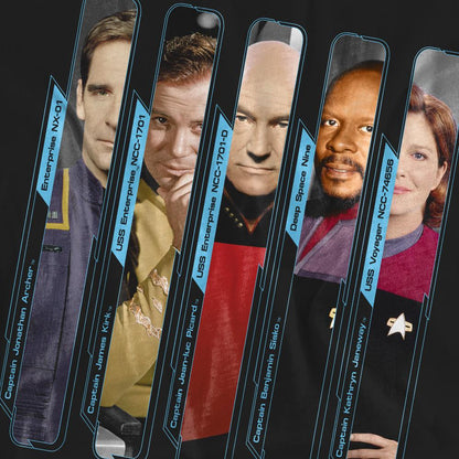 Black - Pack Shot - Star Trek Unisex Adult The Captains T-Shirt