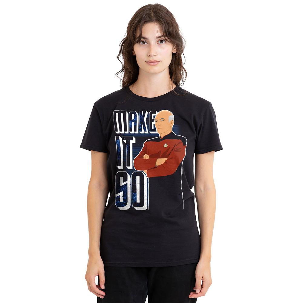 Black - Side - Star Trek: The Next Generation Unisex Adult Make It So T-Shirt