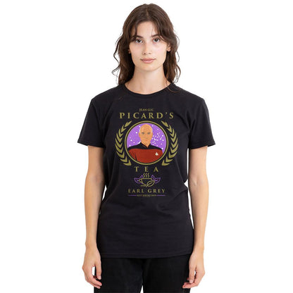 Black - Side - Star Trek: The Next Generation Unisex Adult Tea. Earl Grey. Hot T-Shirt