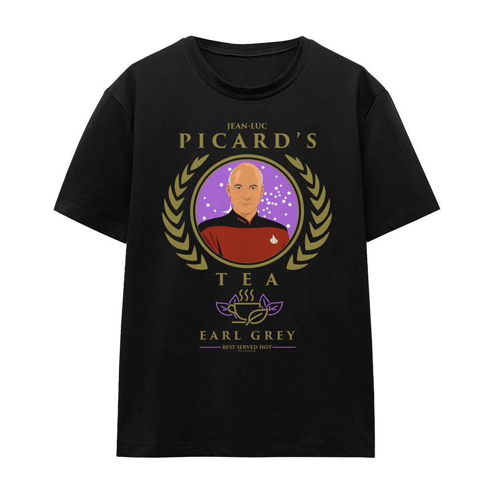 Black - Front - Star Trek: The Next Generation Unisex Adult Tea. Earl Grey. Hot T-Shirt