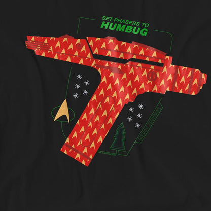 Black - Pack Shot - Star Trek: The Original Series Unisex Adult Phaser Set To Humbug Christmas T-Shirt