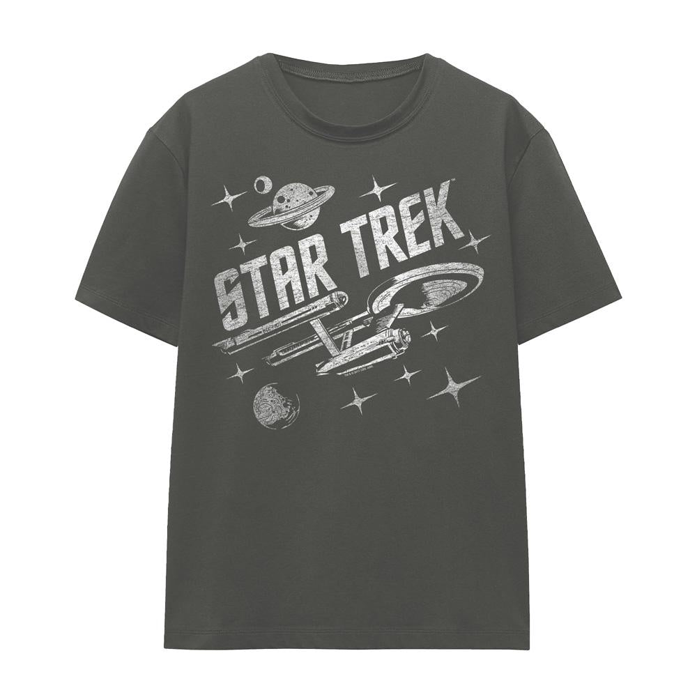 Charcoal - Front - Star Trek Unisex Adult Through Space T-Shirt