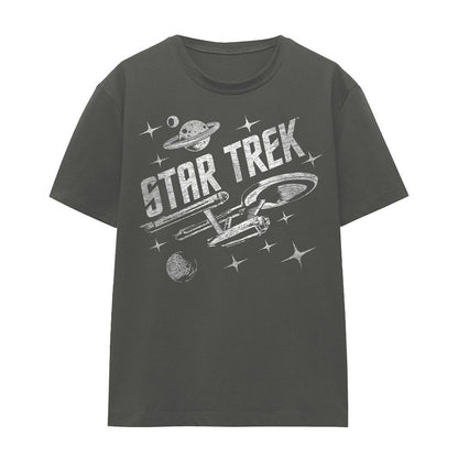 Charcoal - Front - Star Trek Unisex Adult Through Space T-Shirt