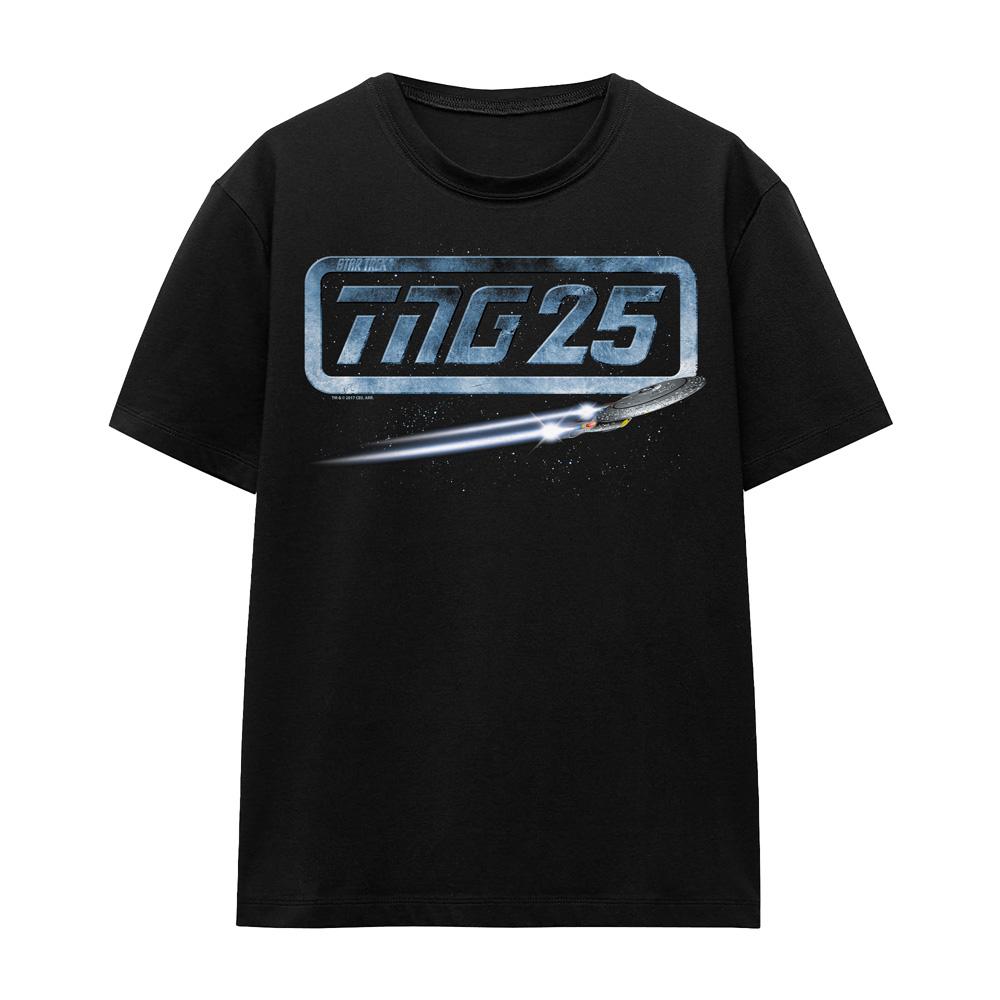 Black - Front - Star Trek Unisex Adult The Next Generation 25 Enterprise T-Shirt
