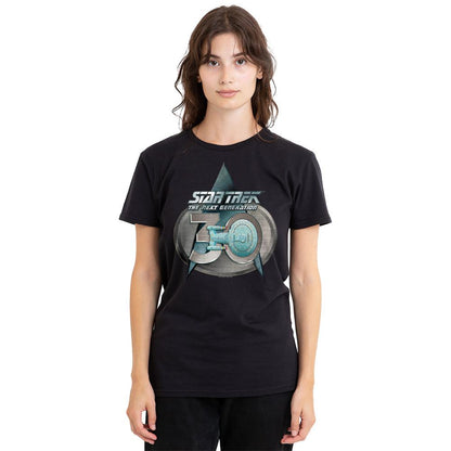 Black - Side - Star Trek Unisex Adult The Next Generation 30 Logo T-Shirt