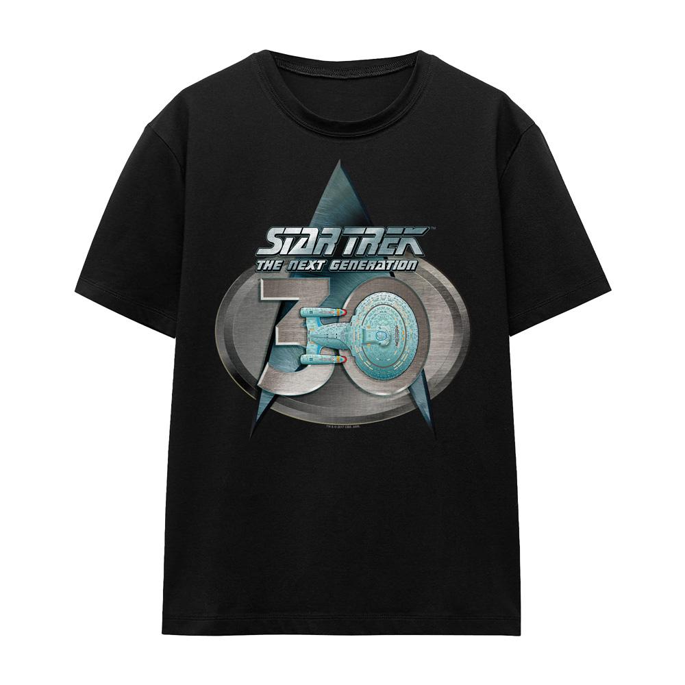Black - Front - Star Trek Unisex Adult The Next Generation 30 Logo T-Shirt