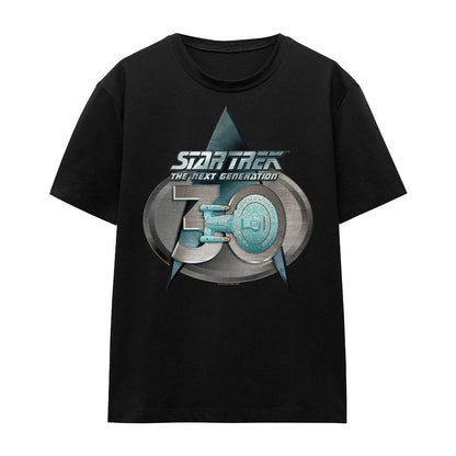 Black - Front - Star Trek Unisex Adult The Next Generation 30 Logo T-Shirt
