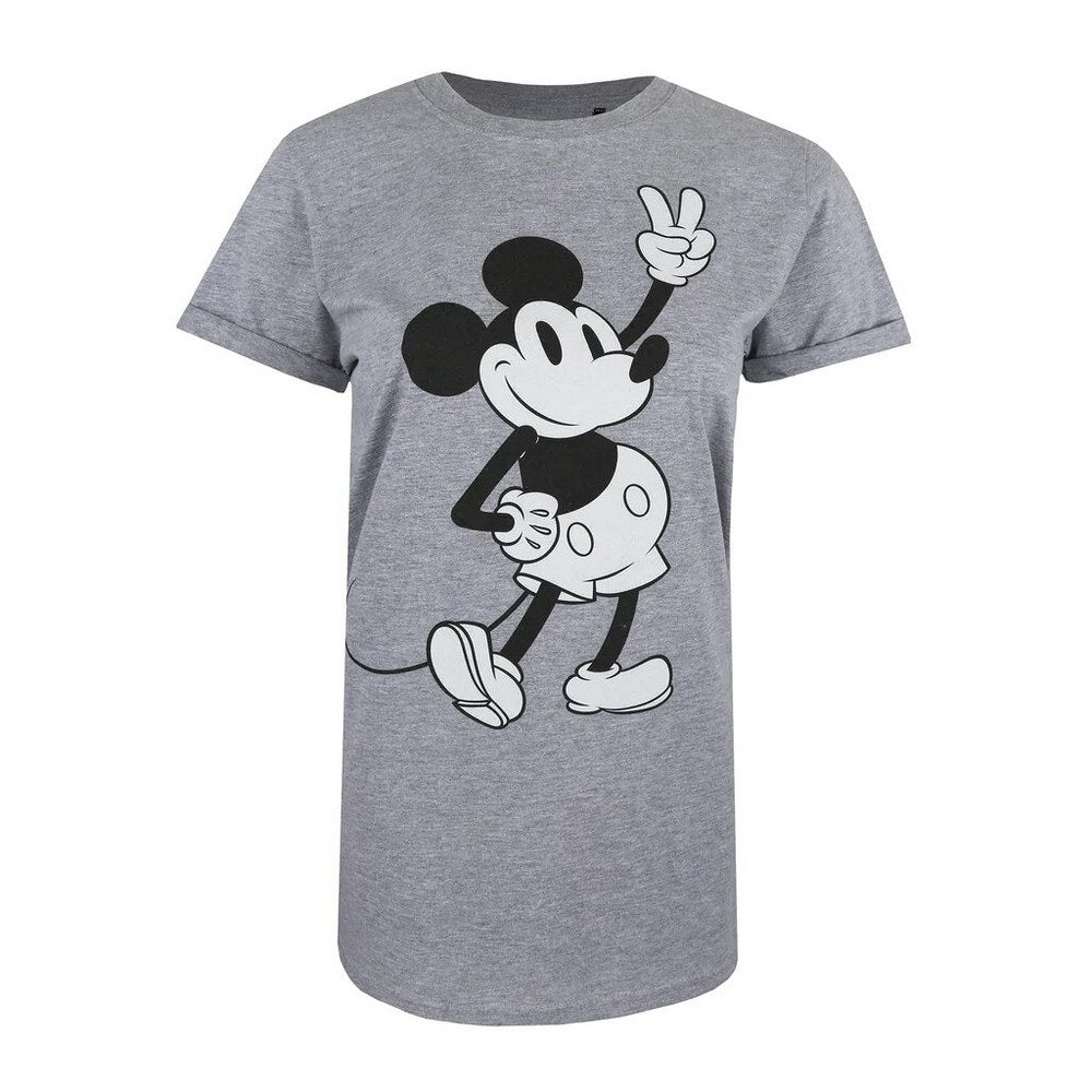 Heather Grey - Front - Disney Womens-Ladies Mickey Mouse Peace Heather T-Shirt
