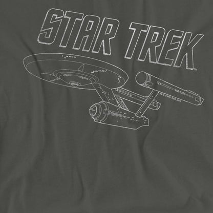 Charcoal - Pack Shot - Star Trek Unisex Adult The Original Series Enterprise T-Shirt