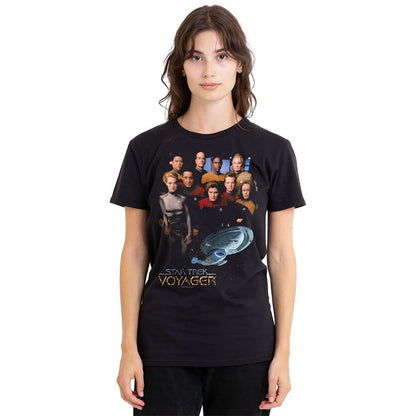 Black - Side - Star Trek Unisex Adult Voyager Crew T-Shirt