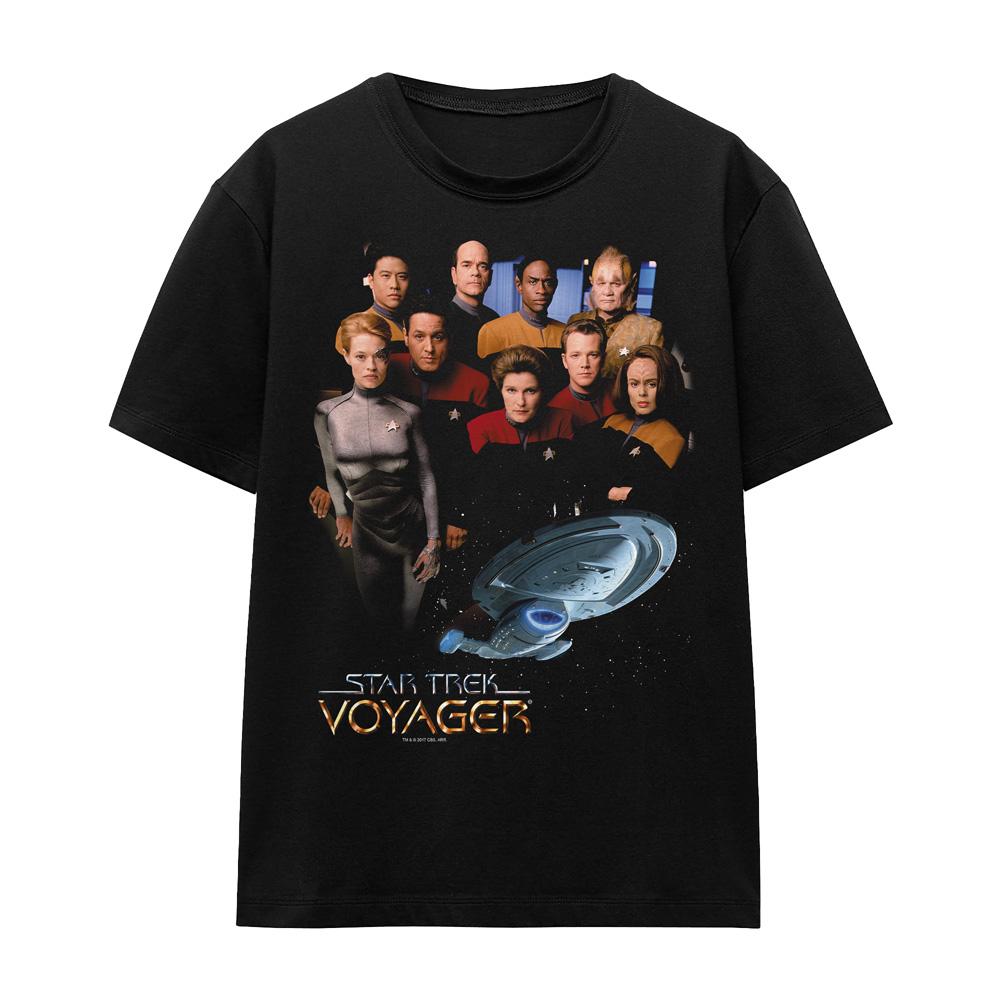 Black - Front - Star Trek Unisex Adult Voyager Crew T-Shirt