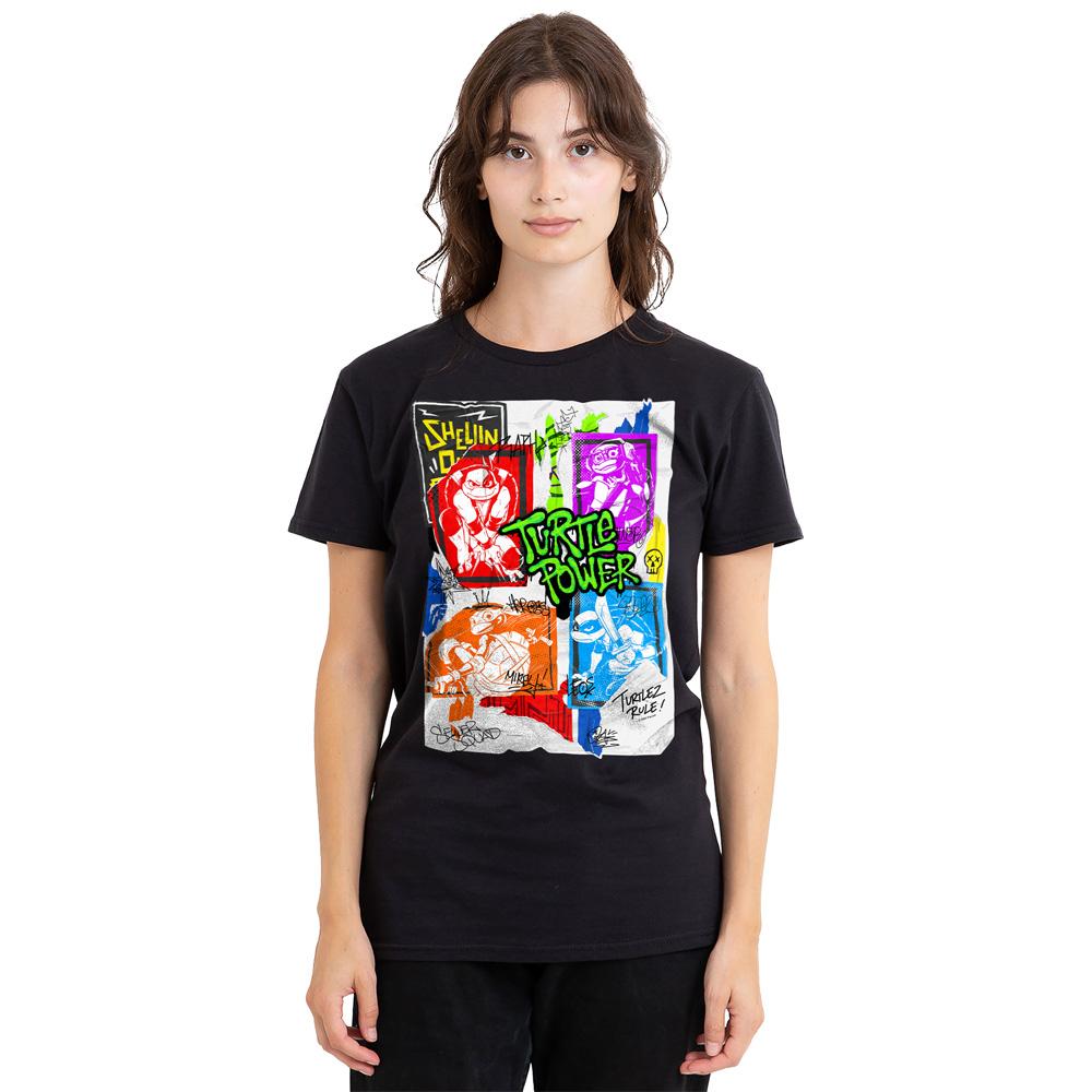 Black - Side - Tales of the Teenage Mutant Ninja Turtles Unisex Adult Lino Poster T-Shirt