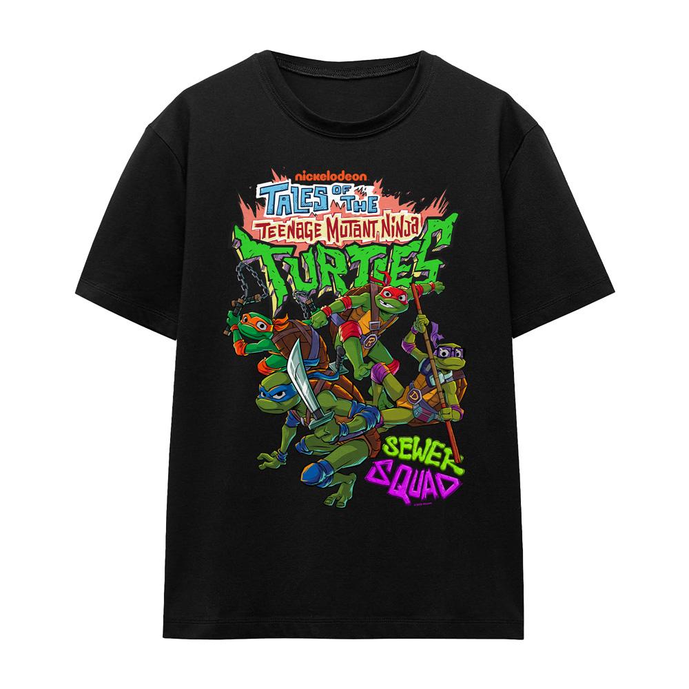 Black - Front - Tales of the Teenage Mutant Ninja Turtles Unisex Adult Sewer Squad T-Shirt