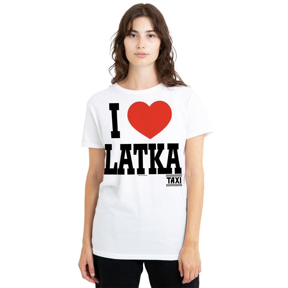 White - Side - TAXI Unisex Adult I Heart Latka T-Shirt