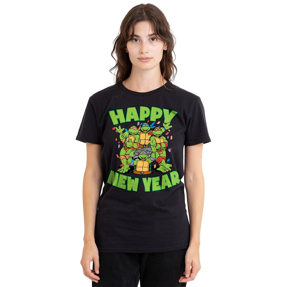 Black - Side - Teenage Mutant Ninja Turtles Unisex Adult Group New Year T-Shirt