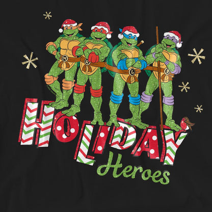 Black - Pack Shot - Teenage Mutant Ninja Turtles Unisex Adult Holiday Heroes Christmas T-Shirt