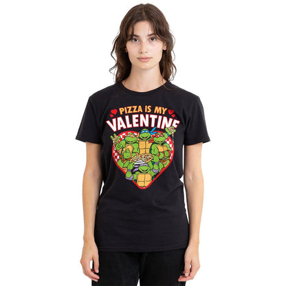 Black - Side - Teenage Mutant Ninja Turtles Unisex Adult Pizza Is My Valentine T-Shirt