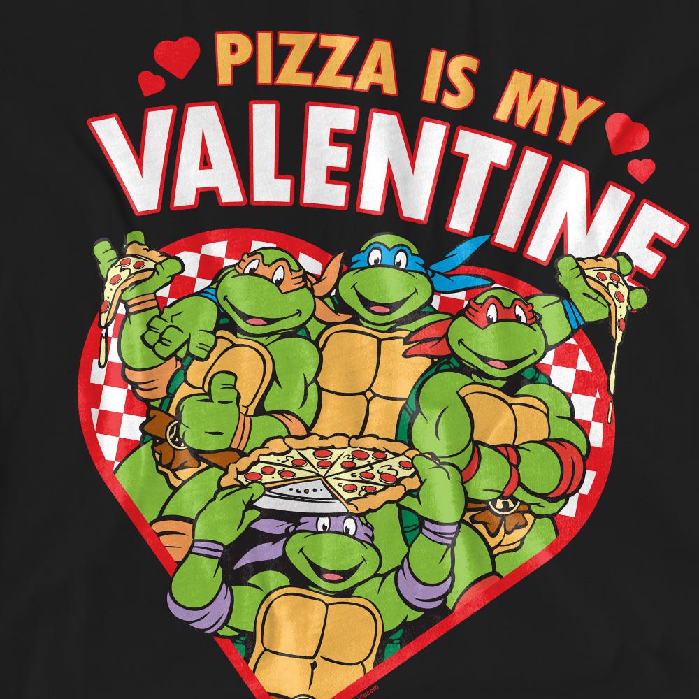 Black - Pack Shot - Teenage Mutant Ninja Turtles Unisex Adult Pizza Is My Valentine T-Shirt