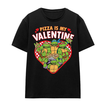 Black - Front - Teenage Mutant Ninja Turtles Unisex Adult Pizza Is My Valentine T-Shirt
