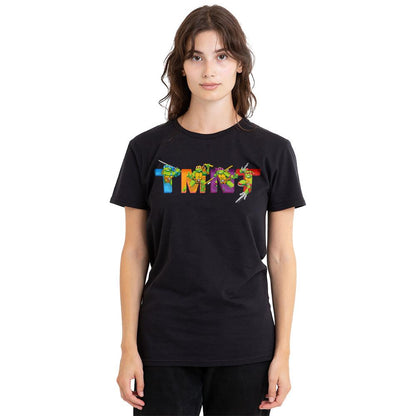 Black - Side - Teenage Mutant Ninja Turtles Unisex Adult Arcade Main Screen T-Shirt