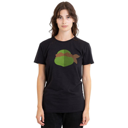 Black - Side - Teenage Mutant Ninja Turtles Unisex Adult Michelangelo Face T-Shirt