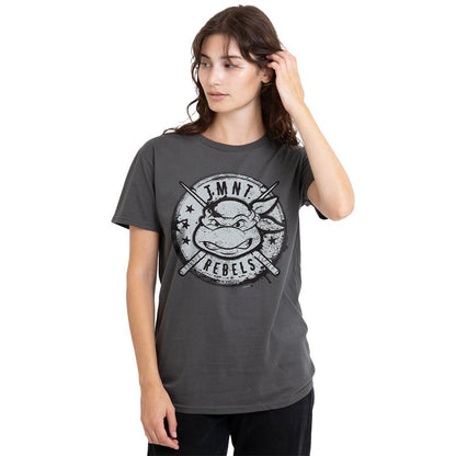 Charcoal - Side - Teenage Mutant Ninja Turtles Unisex Adult Rebels Distressed Logo T-Shirt