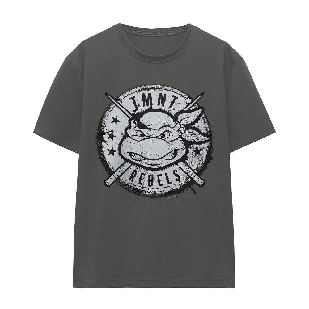 Charcoal - Front - Teenage Mutant Ninja Turtles Unisex Adult Rebels Distressed Logo T-Shirt