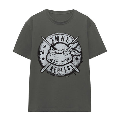 Charcoal - Front - Teenage Mutant Ninja Turtles Unisex Adult Rebels Distressed Logo T-Shirt