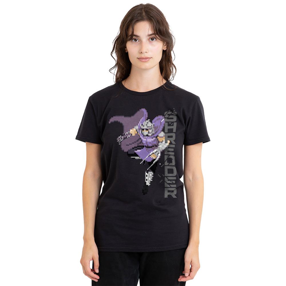 Black - Side - Teenage Mutant Ninja Turtles Unisex Adult Arcade Shredder Retro T-Shirt