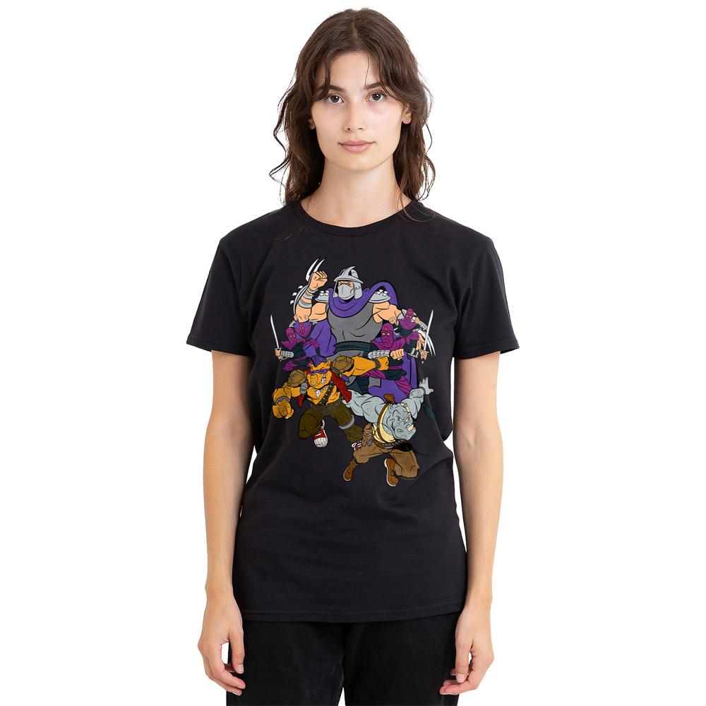 Black - Side - Teenage Mutant Ninja Turtles Unisex Adult Shredder And Foot Clan T-Shirt