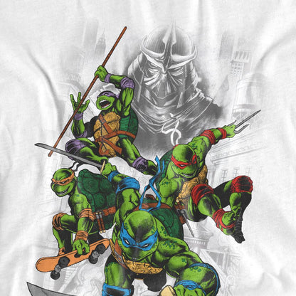 White - Pack Shot - Teenage Mutant Ninja Turtles Unisex Adult Shredder And Turtles Comic T-Shirt