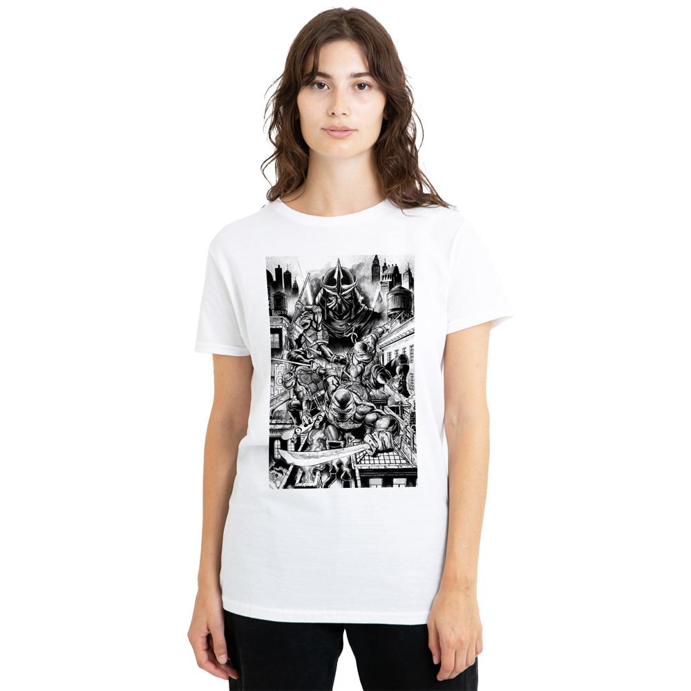 White - Side - Teenage Mutant Ninja Turtles Unisex Adult Take Down Shredder T-Shirt