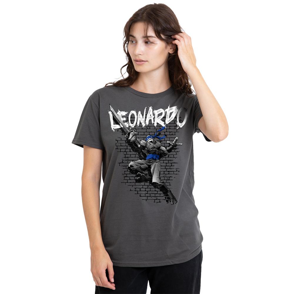 Charcoal - Side - Teenage Mutant Ninja Turtles Unisex Adult Leonardo T-Shirt