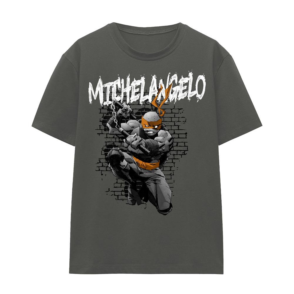 Charcoal - Front - Teenage Mutant Ninja Turtles Unisex Adult Michelangelo T-Shirt
