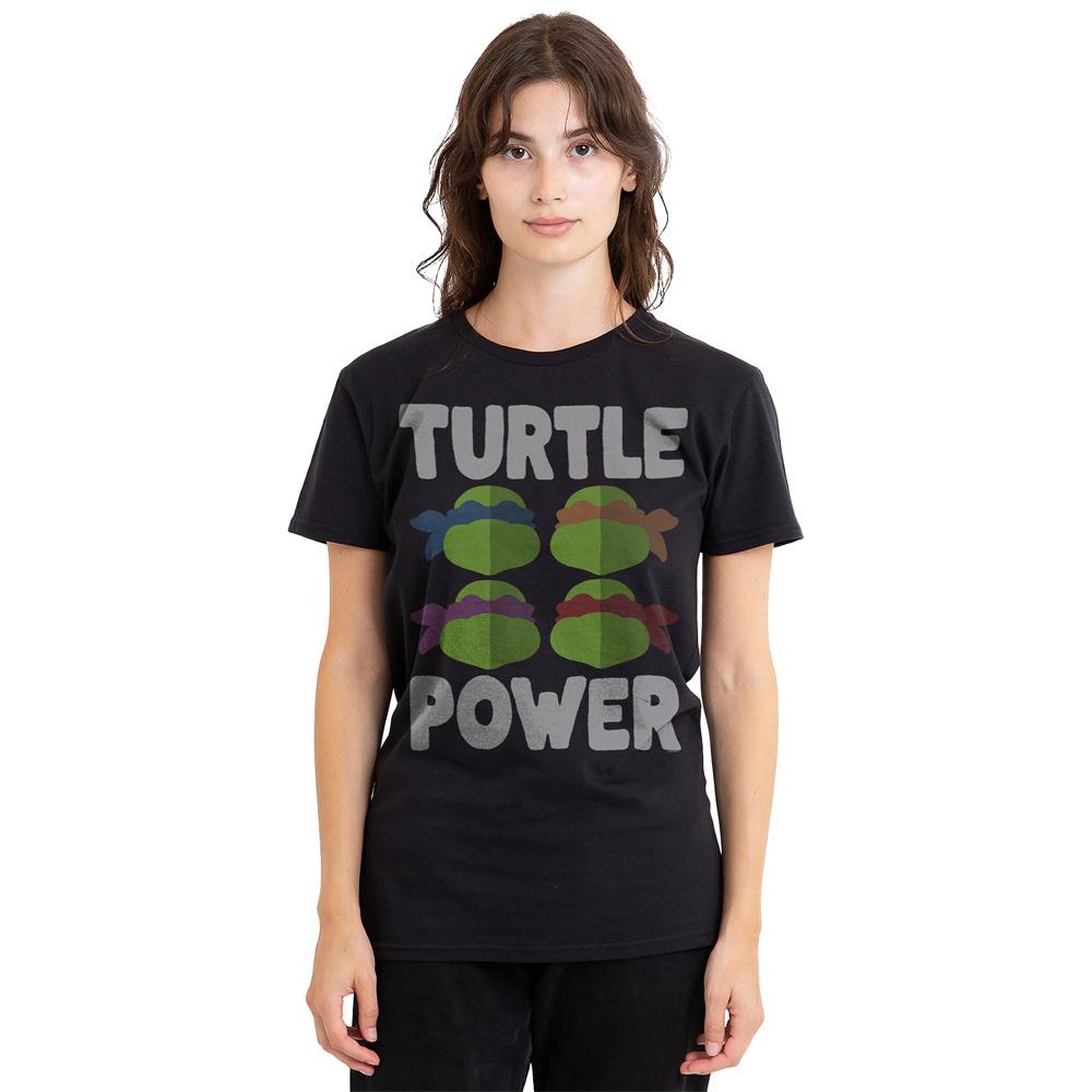 Black - Side - Teenage Mutant Ninja Turtles Unisex Adult Turtle Power Faces T-Shirt
