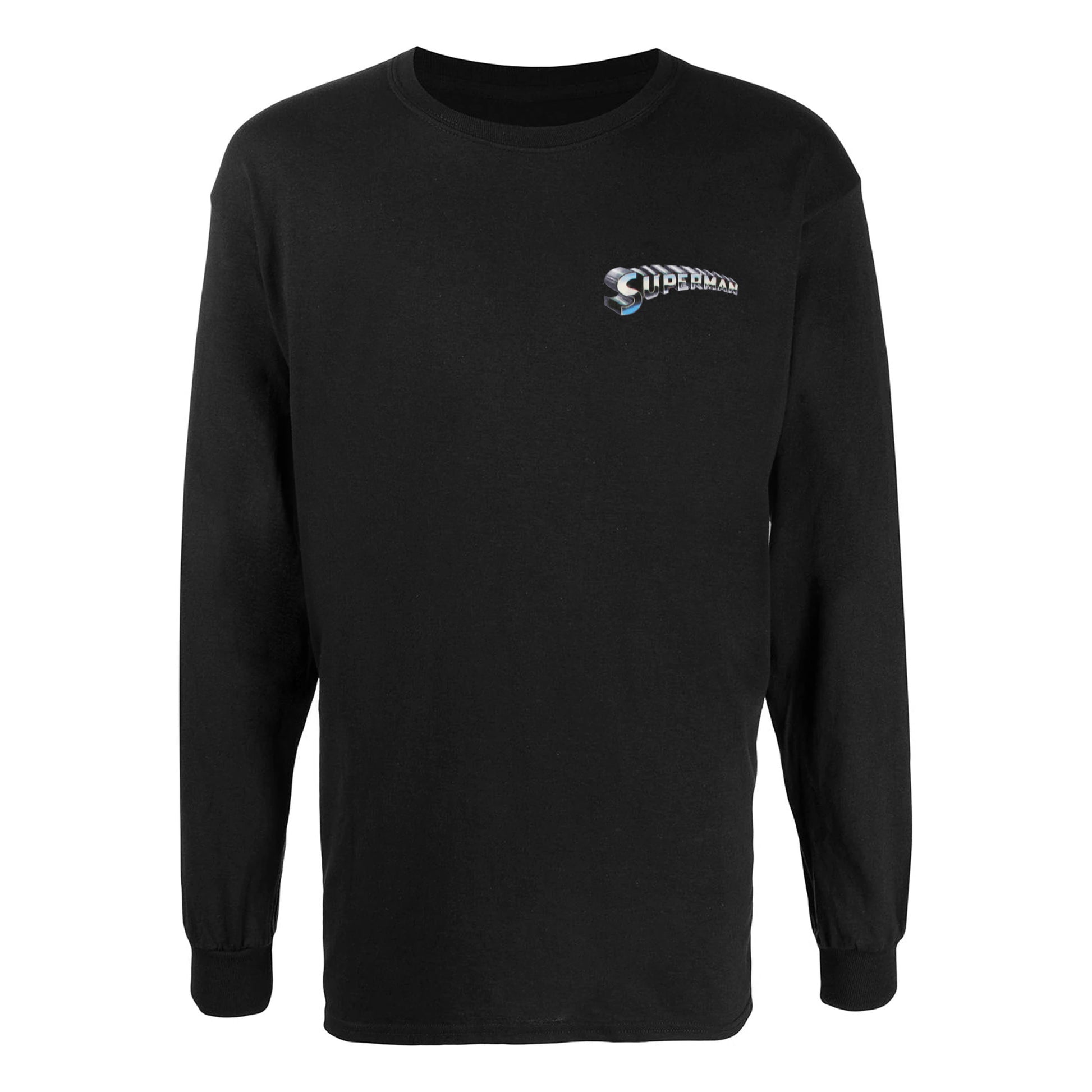 White - Side - Superman Mens Man Of Steel Lightning Long-Sleeved T-Shirt