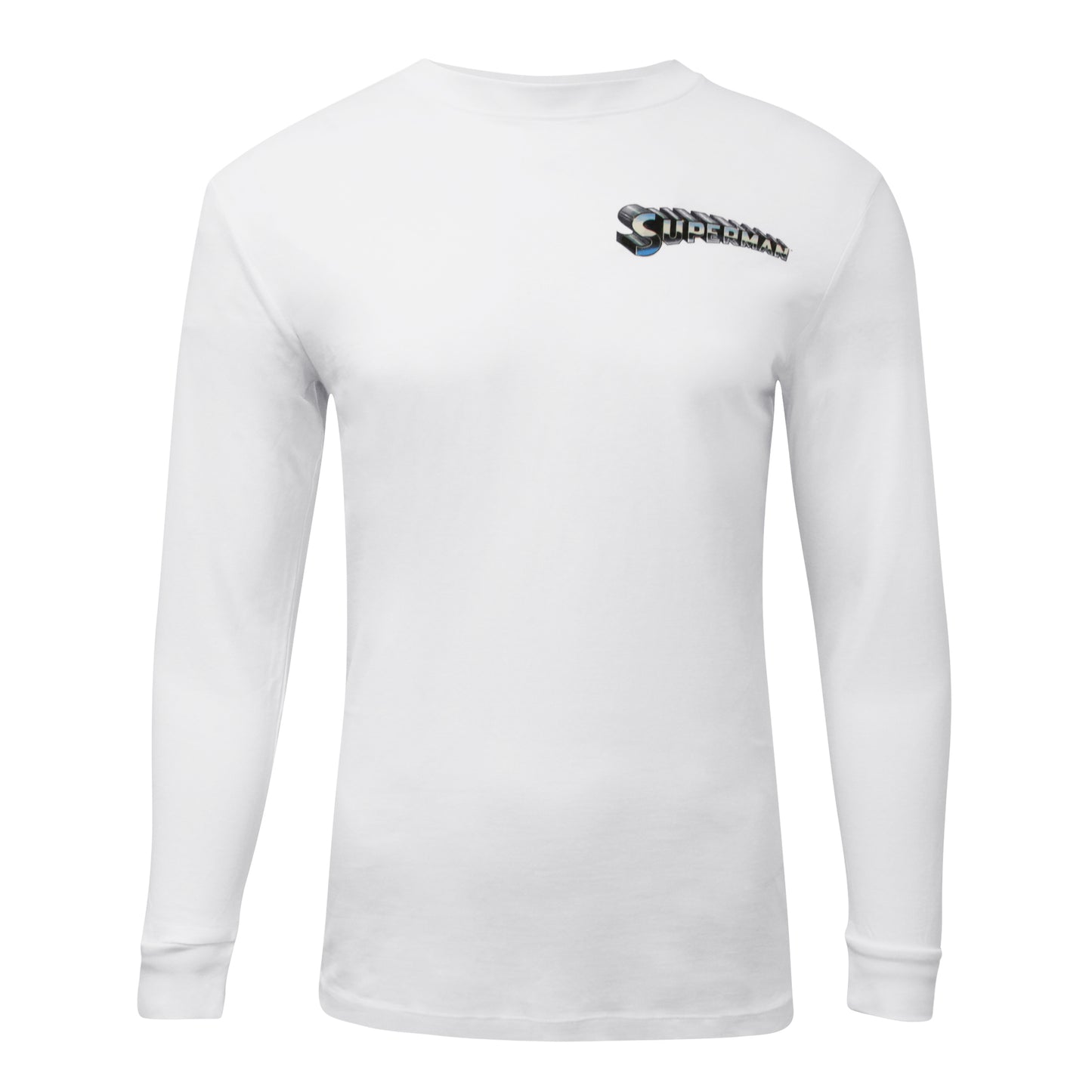 White - Front - Superman Mens Man Of Steel Lightning Long-Sleeved T-Shirt