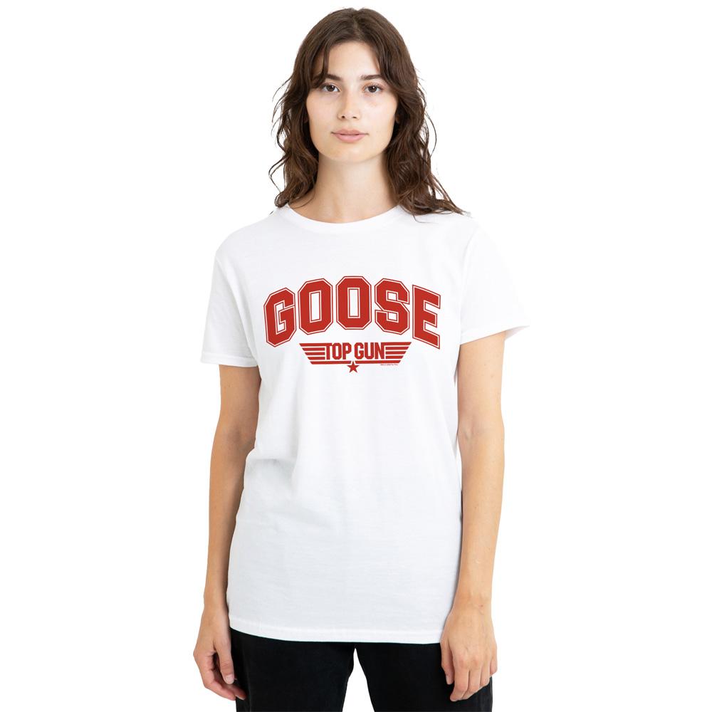 White - Side - Top Gun Unisex Adult Goose Varsity T-Shirt
