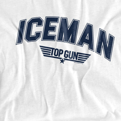 White - Side - Top Gun Unisex Adult Iceman Varsity T-Shirt