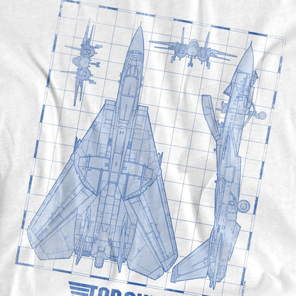 White - Pack Shot - Top Gun Unisex Adult Jet Diagram T-Shirt