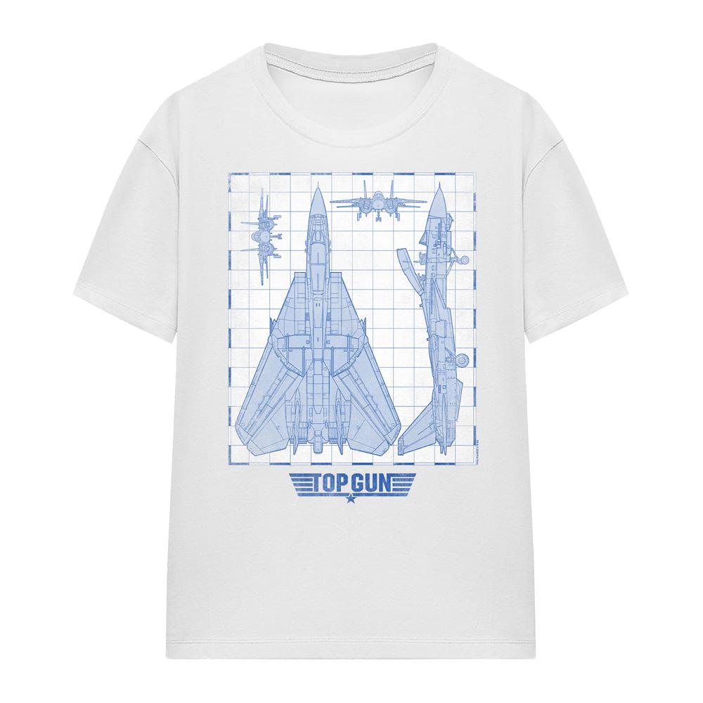 White - Front - Top Gun Unisex Adult Jet Diagram T-Shirt
