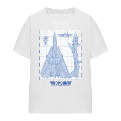 White - Front - Top Gun Unisex Adult Jet Diagram T-Shirt