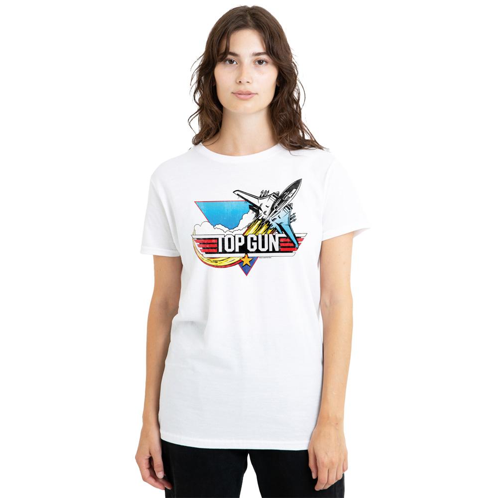 White - Side - Top Gun Unisex Adult Jet Swoop Logo T-Shirt