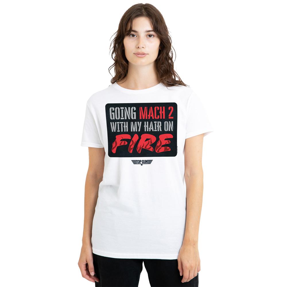 White - Side - Top Gun Unisex Adult Mach 2 Hair On Fire T-Shirt
