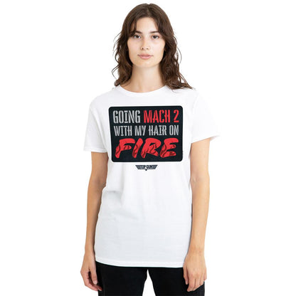 White - Side - Top Gun Unisex Adult Mach 2 Hair On Fire T-Shirt