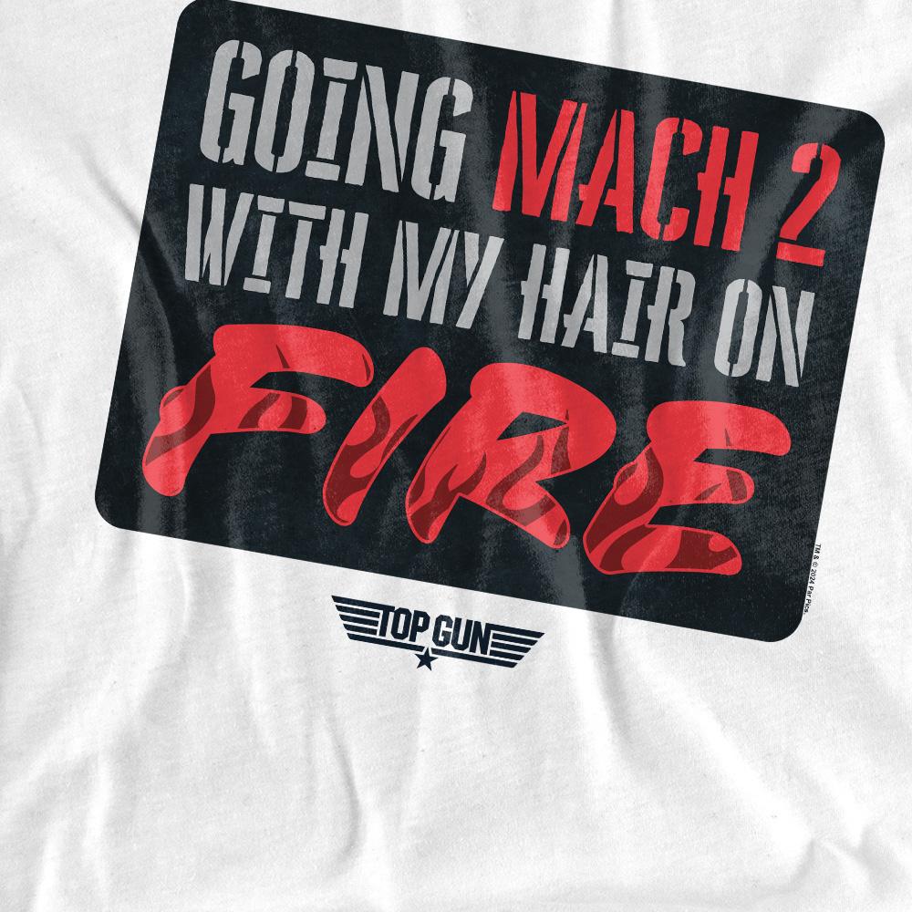 White - Pack Shot - Top Gun Unisex Adult Mach 2 Hair On Fire T-Shirt