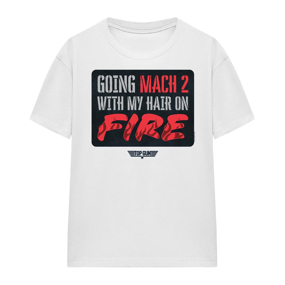 White - Front - Top Gun Unisex Adult Mach 2 Hair On Fire T-Shirt