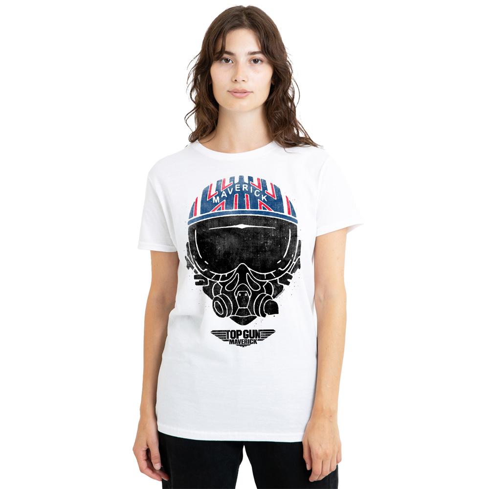 White - Side - Top Gun Unisex Adult Maverick Helmet T-Shirt
