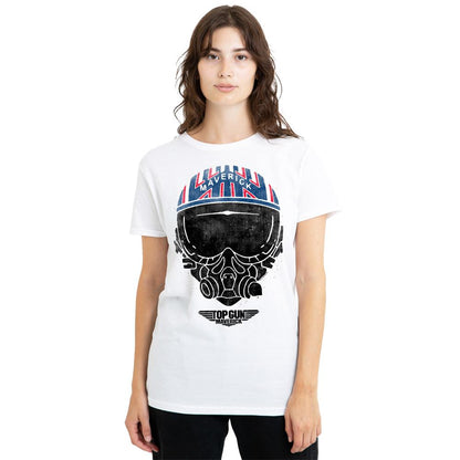 White - Side - Top Gun Unisex Adult Maverick Helmet T-Shirt