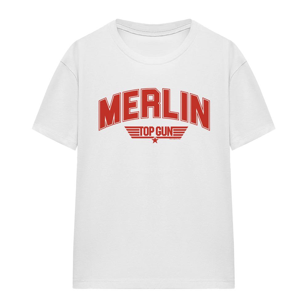 White - Front - Top Gun Unisex Adult Merlin Varsity T-Shirt